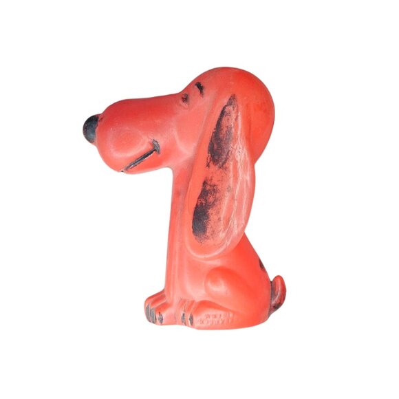 VTG 60s Red Snoopy Blowmold Figure hollow Hong Kong 4.5 inches - Crack on ear - Picture 2 of 10